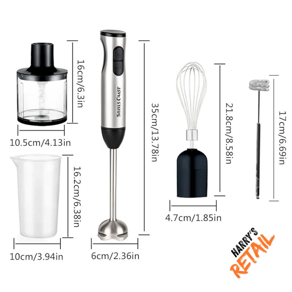 5-in-1 Hand Blender – Silver Crest SC-715 | 1000W Powerful Stick Blender | Chopper, Whisk, Frother & Beaker | Stainless Steel Shaft