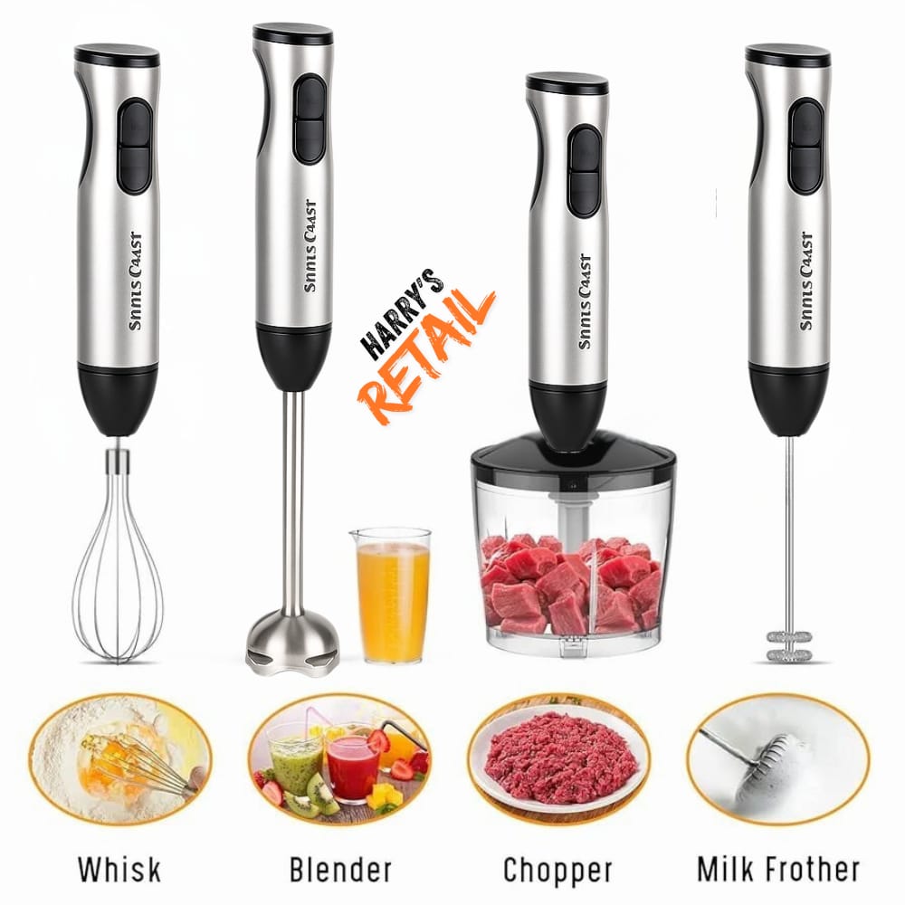 5-in-1 Hand Blender – Silver Crest SC-715 | 1000W Powerful Stick Blender | Chopper, Whisk, Frother & Beaker | Stainless Steel Shaft
