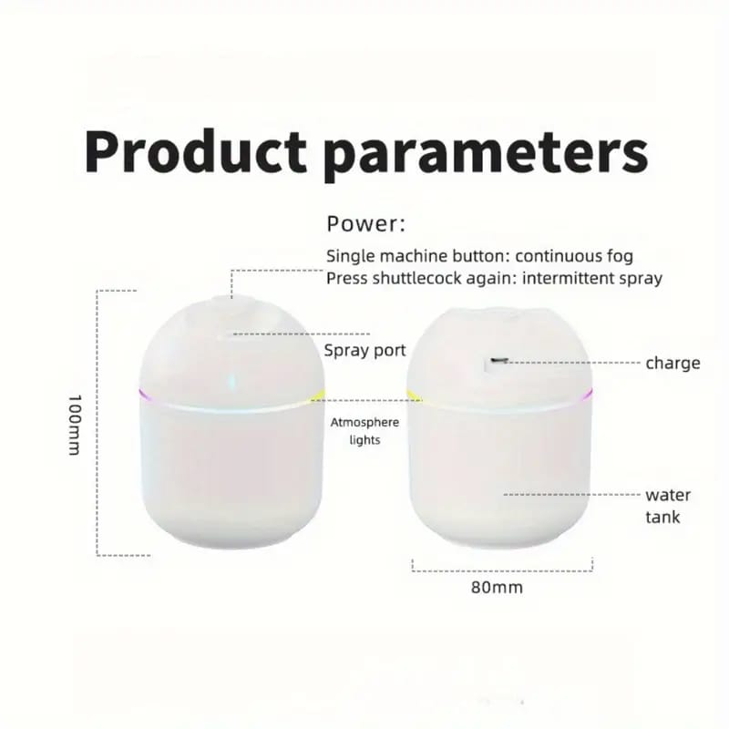 Mini Humidifier – Portable USB Air Humidifier & Essential Oil Diffuser | Ultrasonic Silent Mist Maker | LED Night Light | Air Freshener for Room, Car & Office