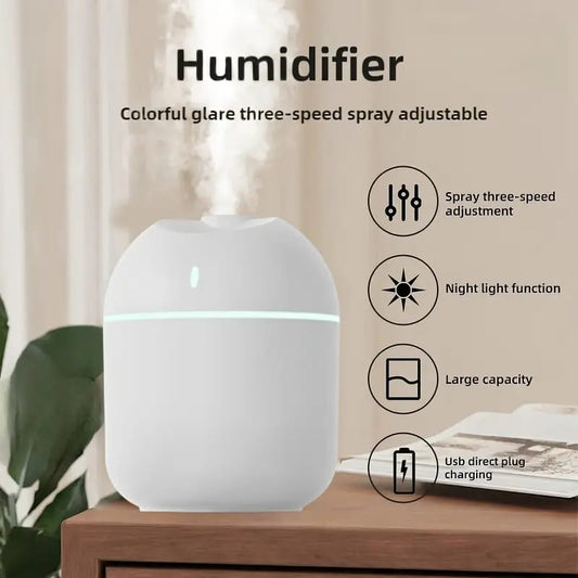 Mini Humidifier – Portable USB Air Humidifier & Essential Oil Diffuser | Ultrasonic Silent Mist Maker | LED Night Light | Air Freshener for Room, Car & Office