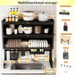 Over Sink Dish Rack – Multifunctional Kitchen Sink Organizer | Double Layer Storage Rack with Dish Holder, Knife Holder, Chopping Board Rack & Hooks