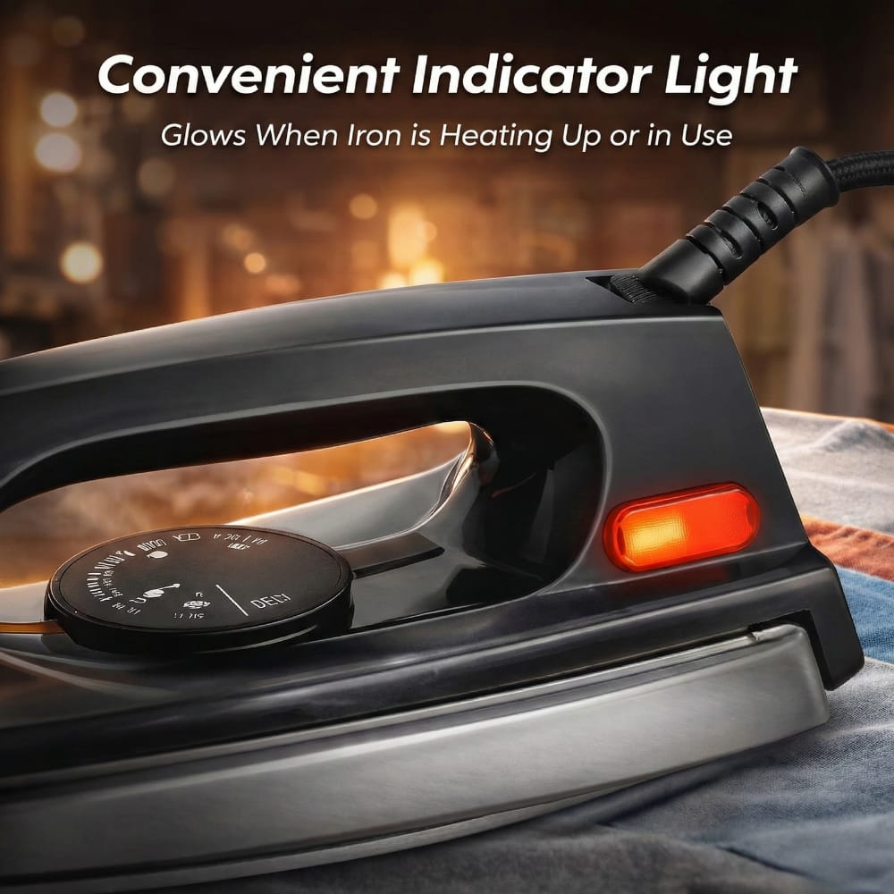 Dry Iron – 1000W Electric Iron for Clothes | 2 Years Warranty