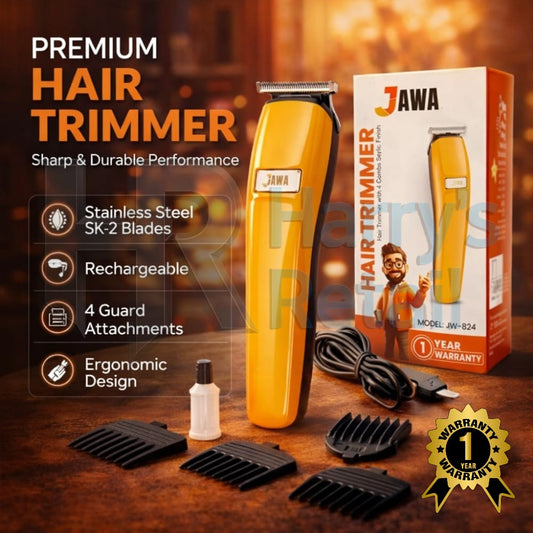 JAWA JW-824 Cordless Beard & Hair Trimmer for Men – Professional Grooming Clipper | Rechargeable Hair Cutting Machine