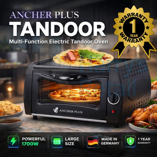 Electric Tandoor Oven – Ancher Plus 1700W | Multi-Function Roti Maker Oven | Pizza, Roti & Naan Oven | 1 Year Warranty