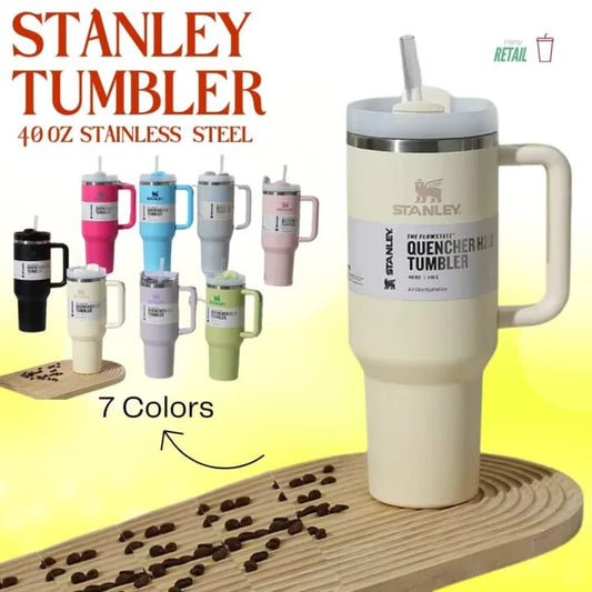 Stanley 40oz Tumbler – Travel Mug with Straw | Insulated Stainless Steel Thermos Cup | Hot & Cold Drink Travel Mug