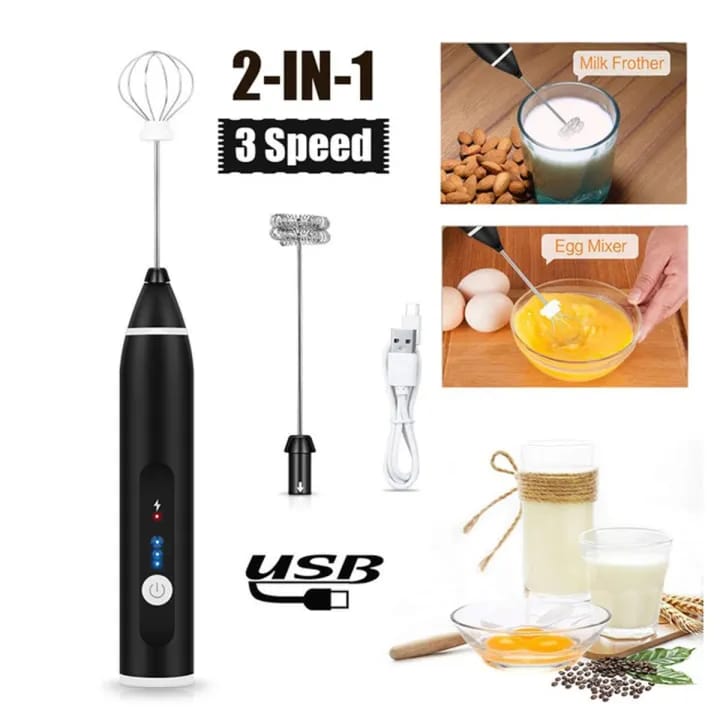 Rechargeable Coffee Beater & Egg Whisker – Portable Hand Mixer, Frother & Foamer | USB Charging