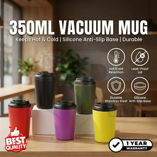 12oz Coffee Mug – 350ml Stainless Steel Coffee Tumbler | Vacuum Insulated Travel Mug with Lid