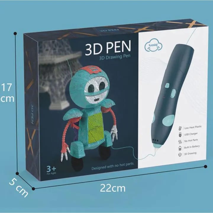 3D Pen – Upgraded Intelligent 3D Printing & Drawing Pen | USB Rechargeable | Supports 1.75mm PLA/ABS Filament | Magic Pen Toy for Boys & Girls