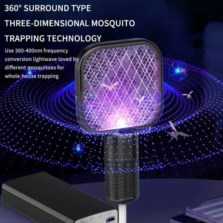USB Electric Mosquito Killer Racket – Rechargeable Mosquito Swatter with LED Light | Portable Plug & Play Mosquito Zapper | Fly & Insect Killer