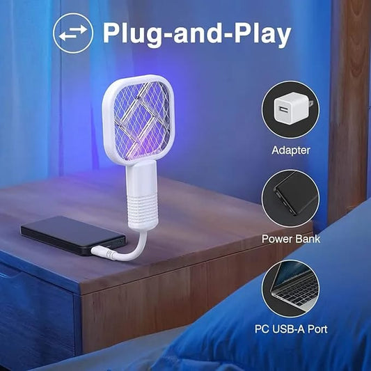USB Electric Mosquito Killer Racket – Rechargeable Mosquito Swatter with LED Light | Portable Plug & Play Mosquito Zapper | Fly & Insect Killer