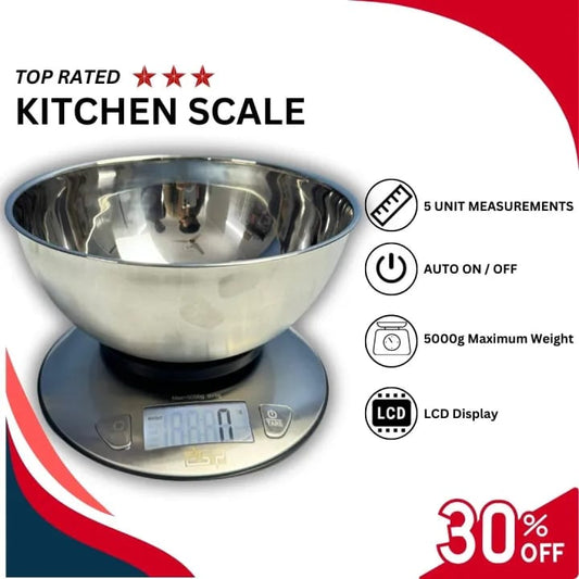 Digital Kitchen Scale – Weight Machine with 2000ml Tray | Accurate Food Weighing Scale