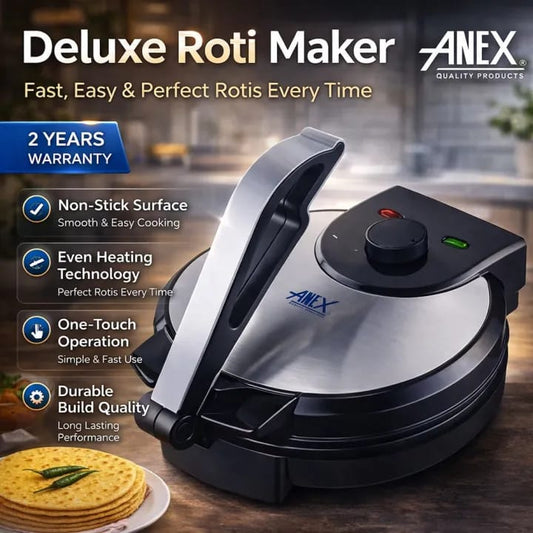 Anex Deluxe Roti Maker – Electric Chapati Maker Machine | Non-Stick Roti, Tortilla & Pancake Maker