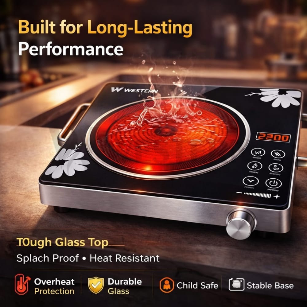 Western Infrared Induction Cooker 2200W – Touch Control Electric Stove | Portable Ceramic Cooktop | 2 Years Warranty