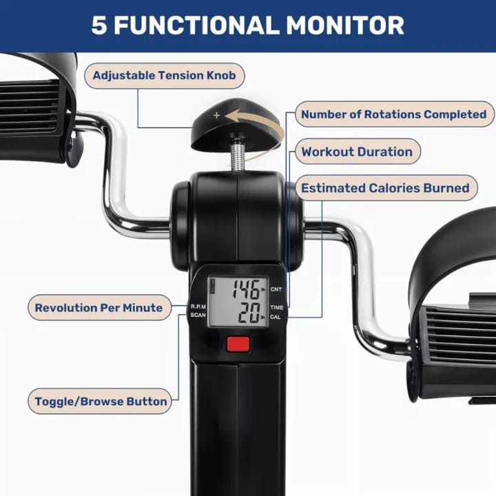 Digital Mini Exercise Cycle – Portable Pedal Exerciser with LCD Display | Adjustable Resistance
