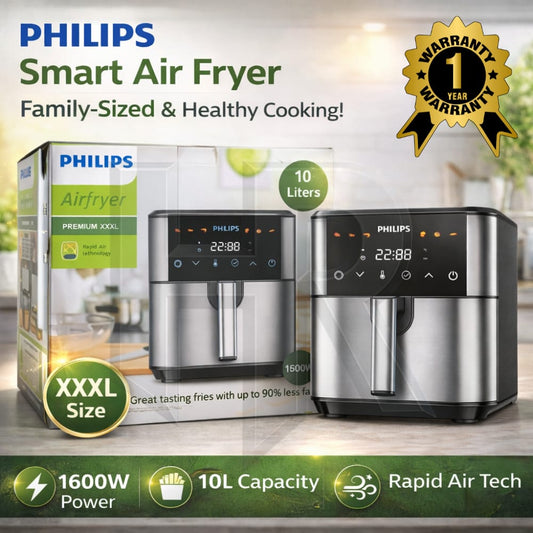 Philips Smart Air Fryer XXXL 10L – 1600W Digital Air Fryer | Large Capacity Oil-Free Cooker