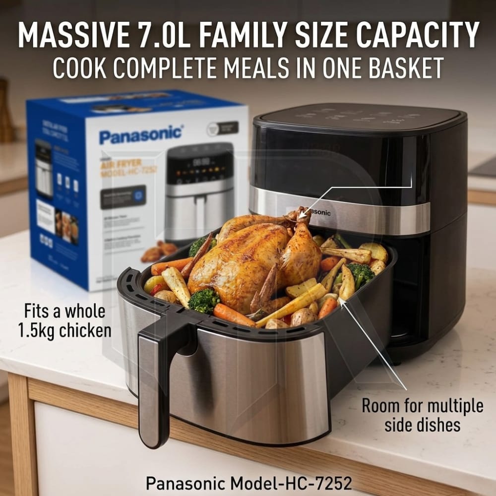 Panasonic Smart Air Fryer HC-7252 – 7L Digital Air Fryer | 1600W Oil-Free Cooker