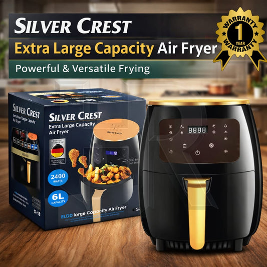 Silver Crest 6L Air Fryer – 2400W Digital Air Fryer | Extra Large Oil-Free Cooker | 1 Year Warranty