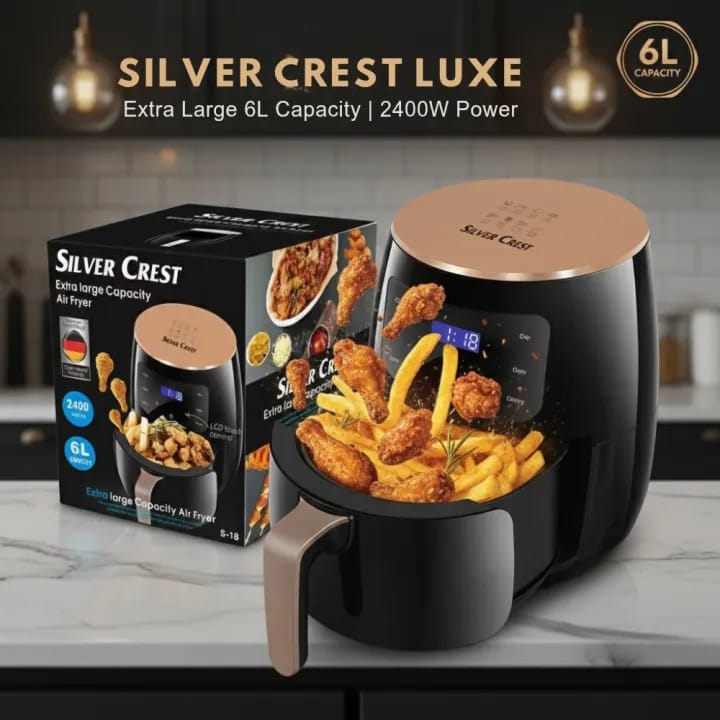 Silver Crest 6L Air Fryer – 2400W Digital Air Fryer | Extra Large Oil-Free Cooker | 1 Year Warranty