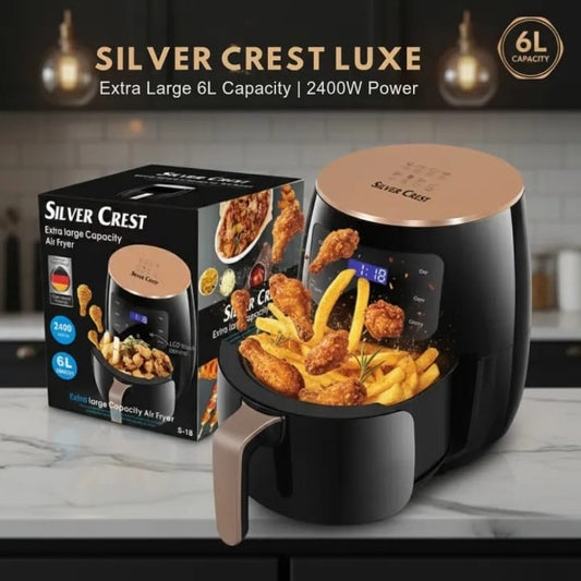 Silver Crest 6L Air Fryer – 2400W Digital Air Fryer | Extra Large Oil-Free Cooker | 1 Year Warranty