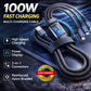 100w Fast Charging Cable - 3 In 1 Fast Charging Cable With Type C Cable - Micro Usb Connectors - Iphone Cable - Data Cable - Multi Charger Cable For Universal Devices - Nylon Braided - 3 In 1 Interface Charger.