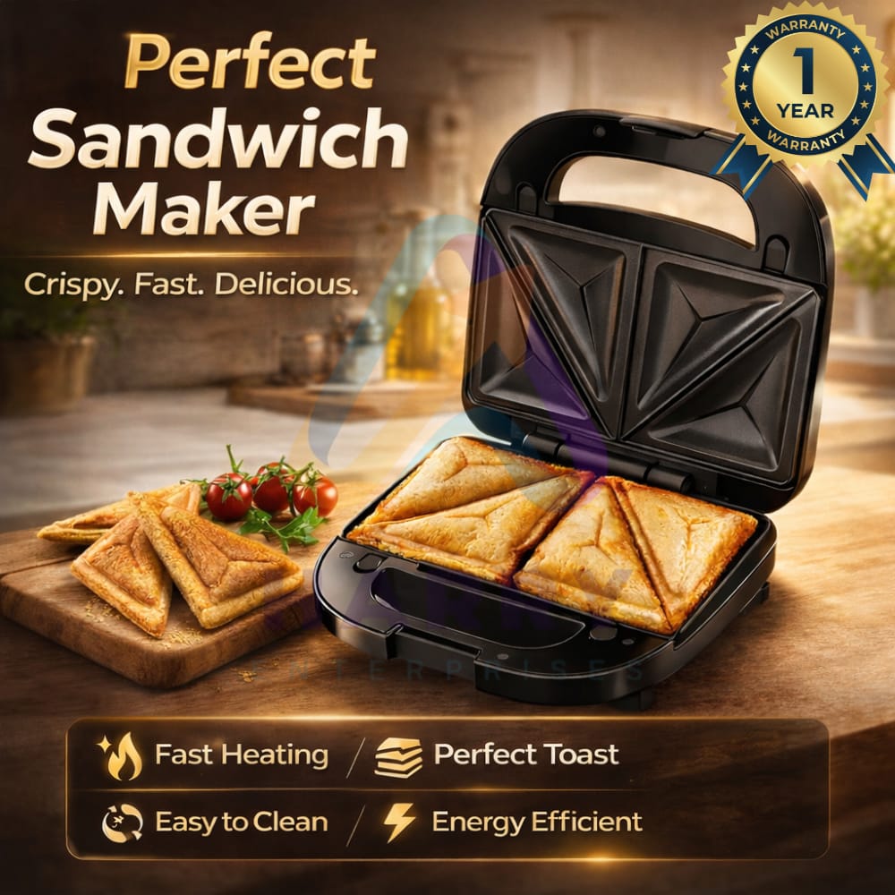 2-Slice Sandwich Maker | Fast Heating Toast & Snack Maker | Cool Touch Handle
