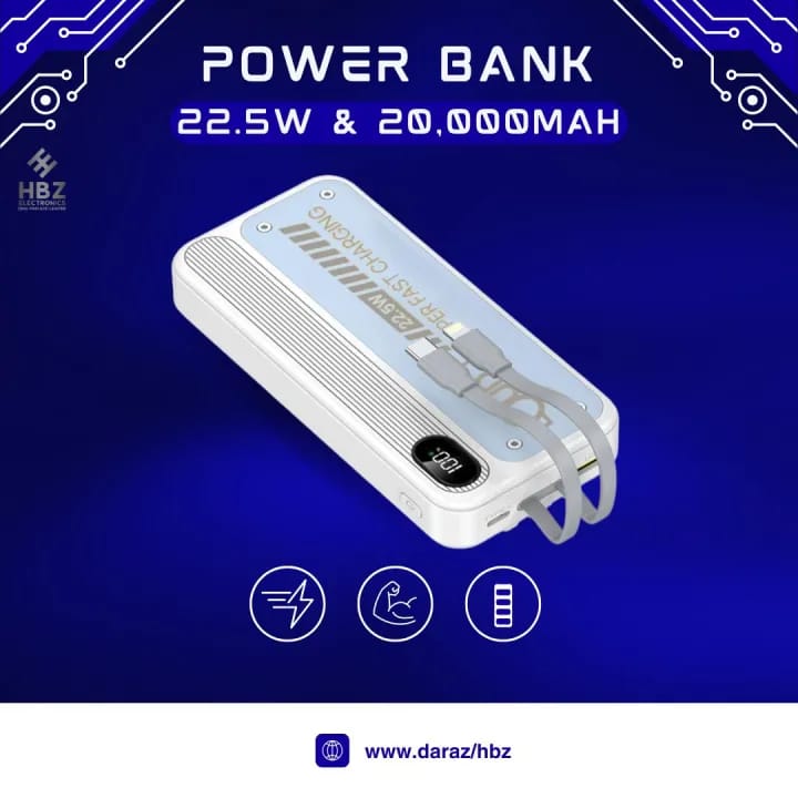 Power Bank 20000mAh 22.5W Fast Charging | Dual Port Portable Power Bank for iPhone & Android | High Capacity Mobile & Tablet Charger