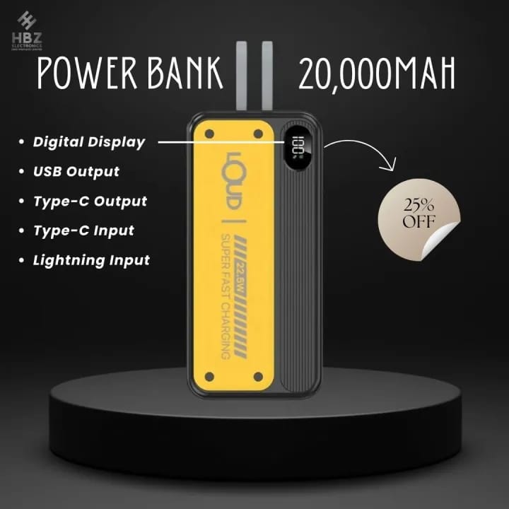 Power Bank 20000mAh 22.5W Fast Charging | Dual Port Portable Power Bank for iPhone & Android | High Capacity Mobile & Tablet Charger