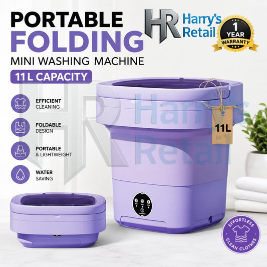 Portable Folding Mini Washing Machine – 11L Electric Foldable Washing Machine | Compact Laundry Washer for Baby Clothes, Underwear & Delicates
