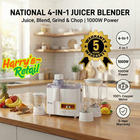 4-in-1 Juicer Blender Grinder Machine – Heavy Duty High-Speed Motor | Juicer, Blender, Dry Mill & Chopper