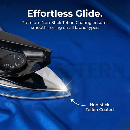 Western Automatic Dry Iron W-1272 – 1000W Dry Iron | Non-Stick Teflon Soleplate