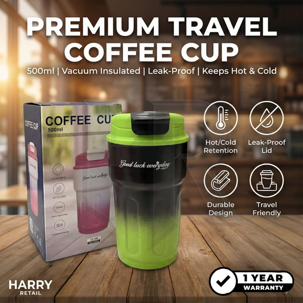 Coffee Tumbler – 500ml Smart Temperature Display Mug | Insulated Travel Coffee Cup with LED Heat Indicator