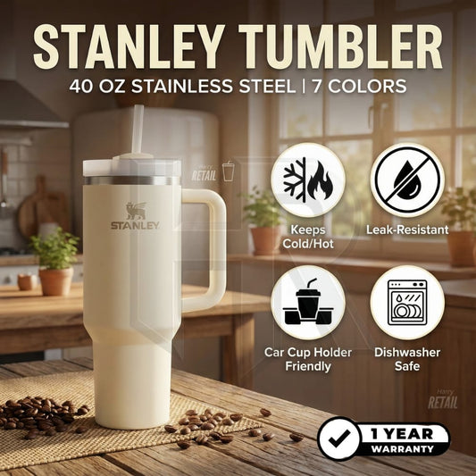 Stanley 40oz Tumbler – Travel Mug with Straw | Insulated Stainless Steel Thermos Cup | Hot & Cold Drink Travel Mug