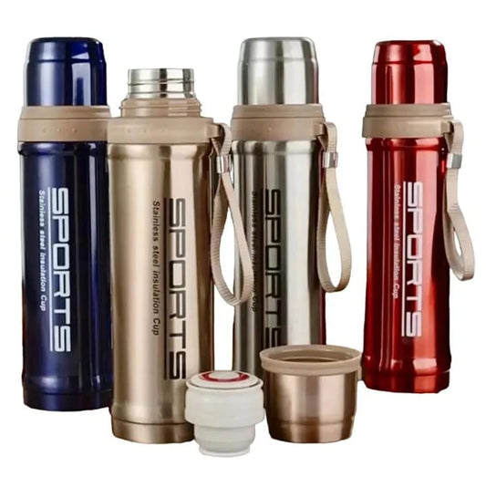 Stainless Steel Water Bottle – 750ml Double Wall Vacuum Insulated Thermos Flask | Leakproof Hot & Cold Bottle