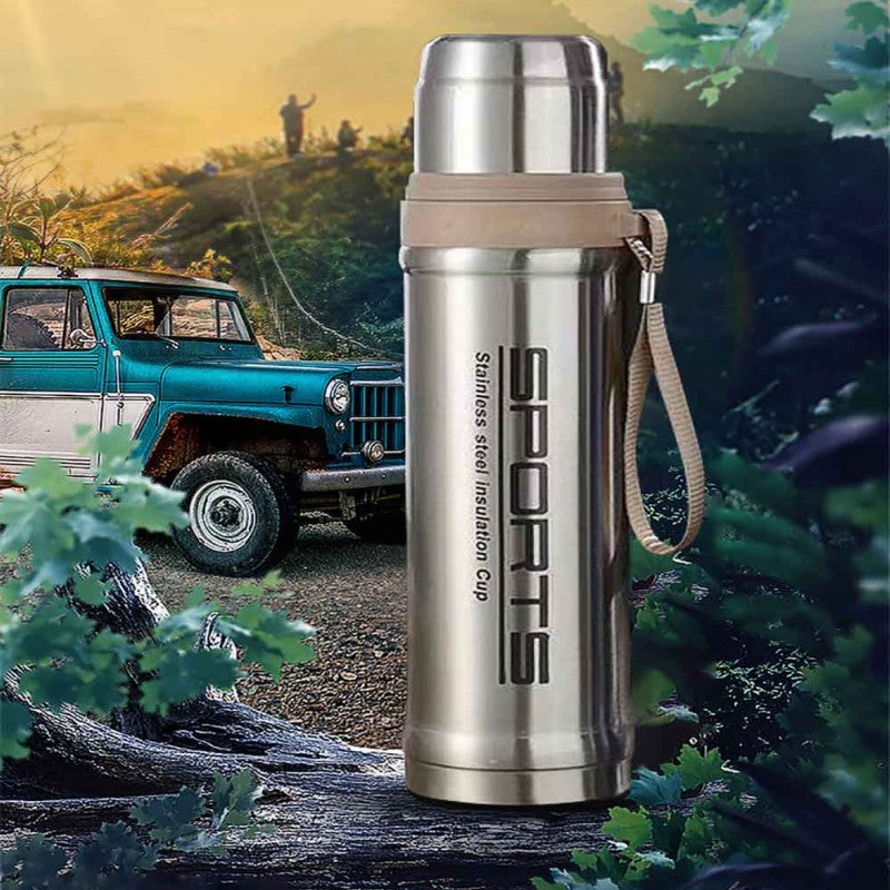 Stainless Steel Water Bottle – 750ml Double Wall Vacuum Insulated Thermos Flask | Leakproof Hot & Cold Bottle