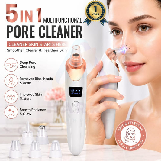 Blackhead Remover – 5-in-1 Blackhead Suction Vacuum | Electric Pore Cleaner, Acne Extractor & Facial Skin Cleaner