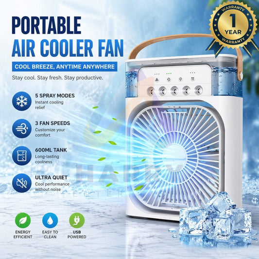 Mini AC Fan – 3-in-1 Portable USB Air Cooler | Desktop Cooling Fan with Humidifier
