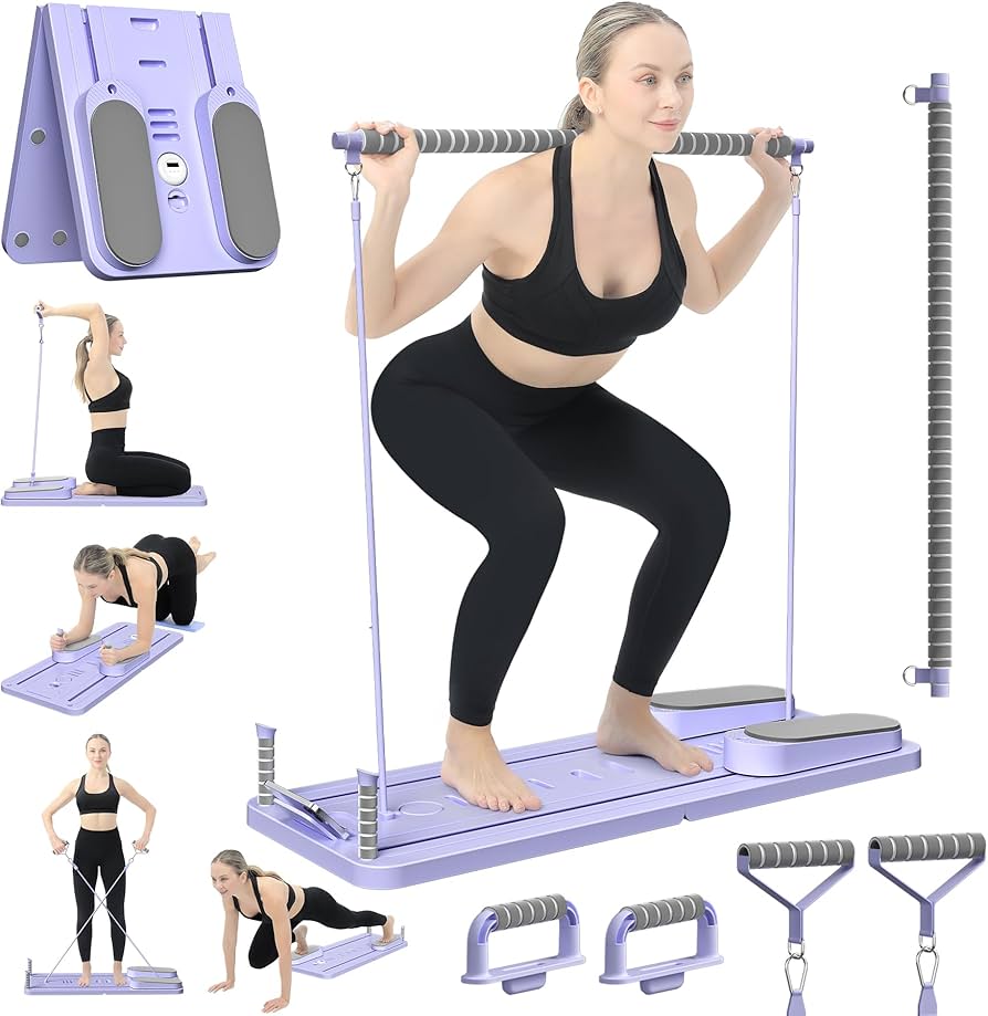 Pilates Board with Resistance Bands – Foldable Full Body Workout Board | Home Gym Fitness Equipment