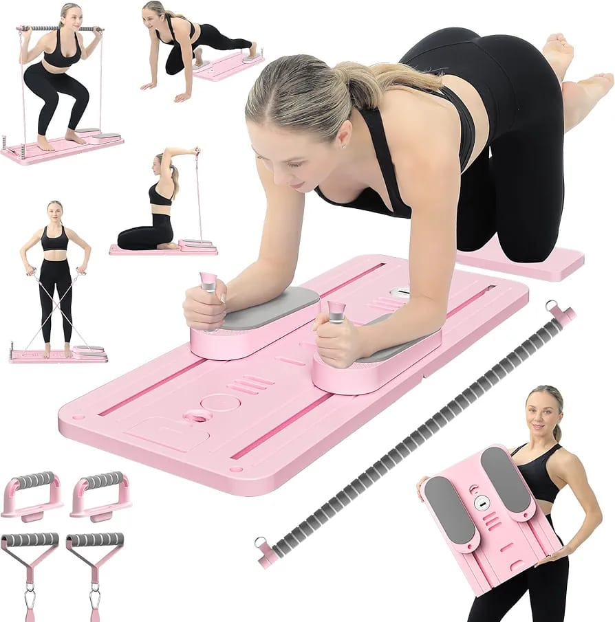 Pilates Board with Resistance Bands – Foldable Full Body Workout Board | Home Gym Fitness Equipment