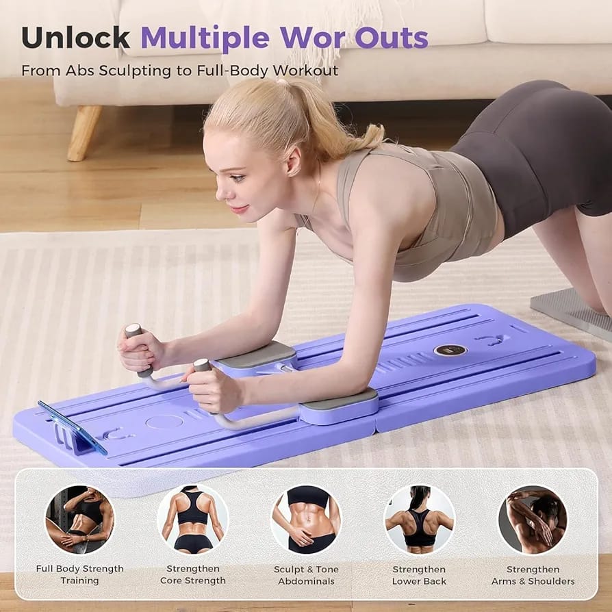 Pilates Board with Resistance Bands – Foldable Full Body Workout Board | Home Gym Fitness Equipment