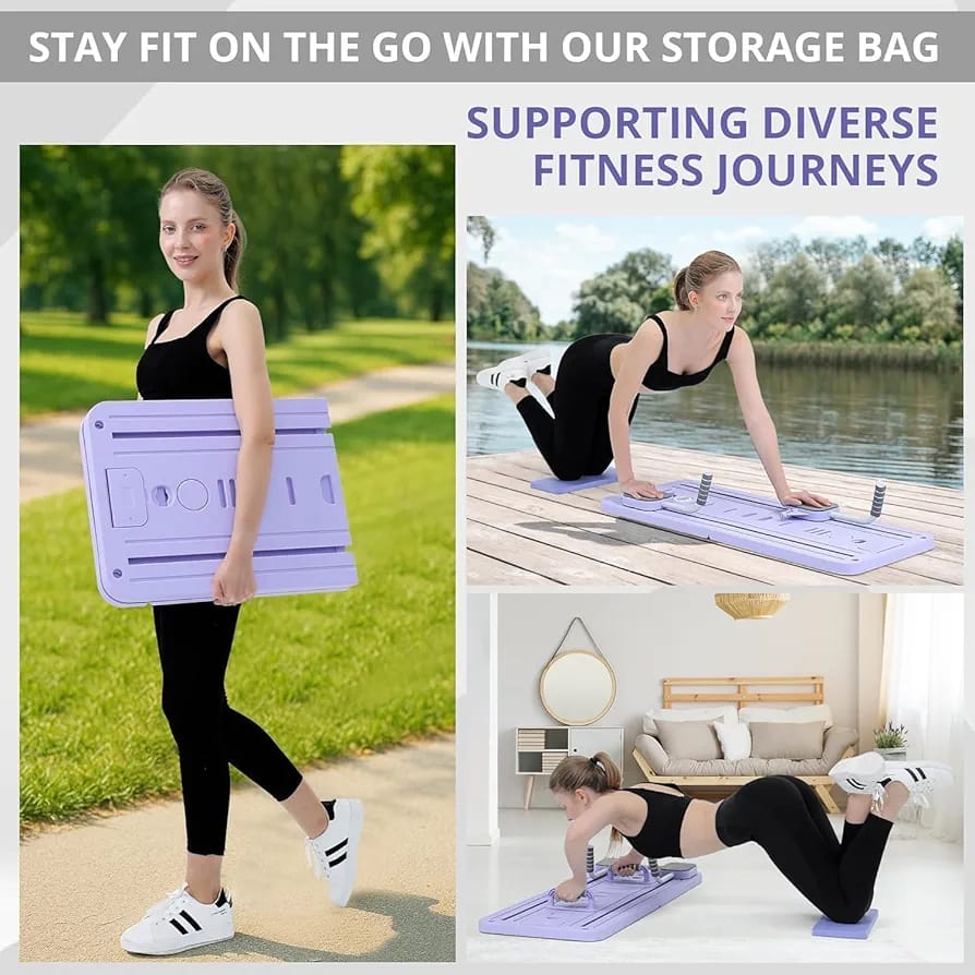 Pilates Board with Resistance Bands – Foldable Full Body Workout Board | Home Gym Fitness Equipment