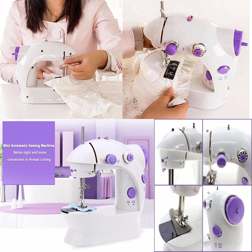 Mini Sewing Machine – Portable Electric Sewing Machine with Foot Pedal & AC/DC Adapter | Double Thread Double Speed Stitching Machine