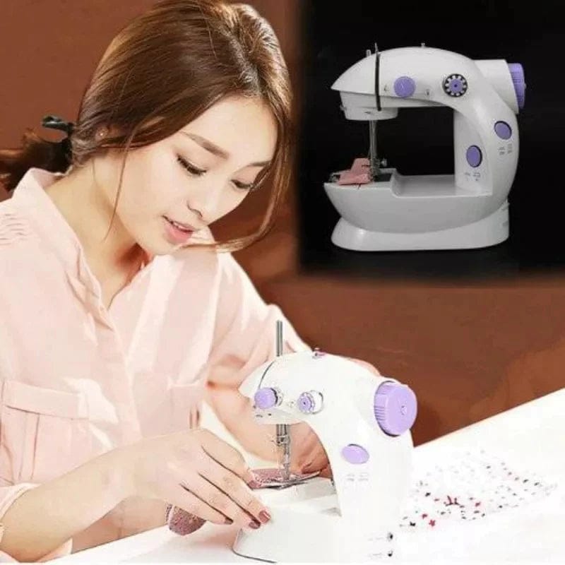 Mini Sewing Machine – Portable Electric Sewing Machine with Foot Pedal & AC/DC Adapter | Double Thread Double Speed Stitching Machine