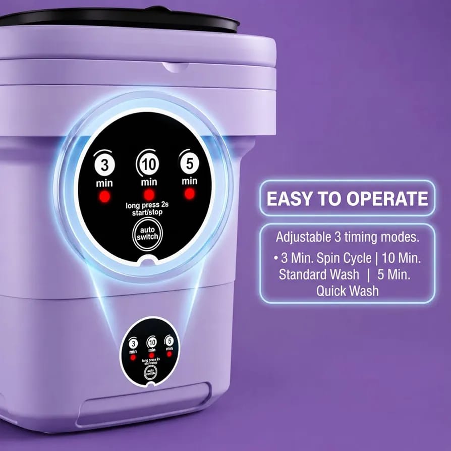 Portable Folding Mini Washing Machine – 11L Electric Foldable Washing Machine | Compact Laundry Washer for Baby Clothes, Underwear & Delicates