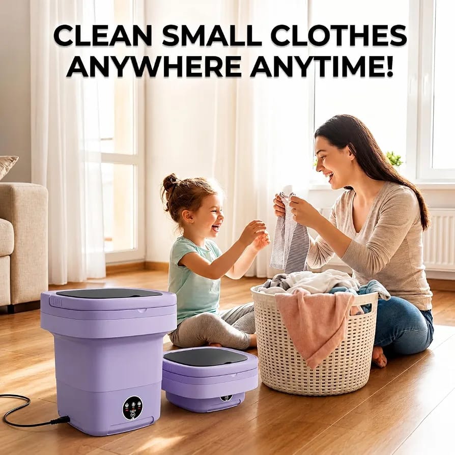 Portable Folding Mini Washing Machine – 11L Electric Foldable Washing Machine | Compact Laundry Washer for Baby Clothes, Underwear & Delicates