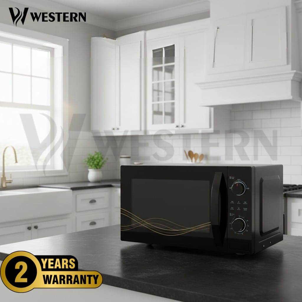 Western Premium Black Glass Microwave Oven HK4 – 20L Microwave Oven | 700W Power | 5 Power Levels | 2-Year Warranty