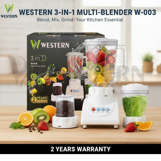 Western 3-in-1 Multi-Blender W-003 – Juicer Blender Machine | 1.5L Jar | Coffee & Spice Grinder