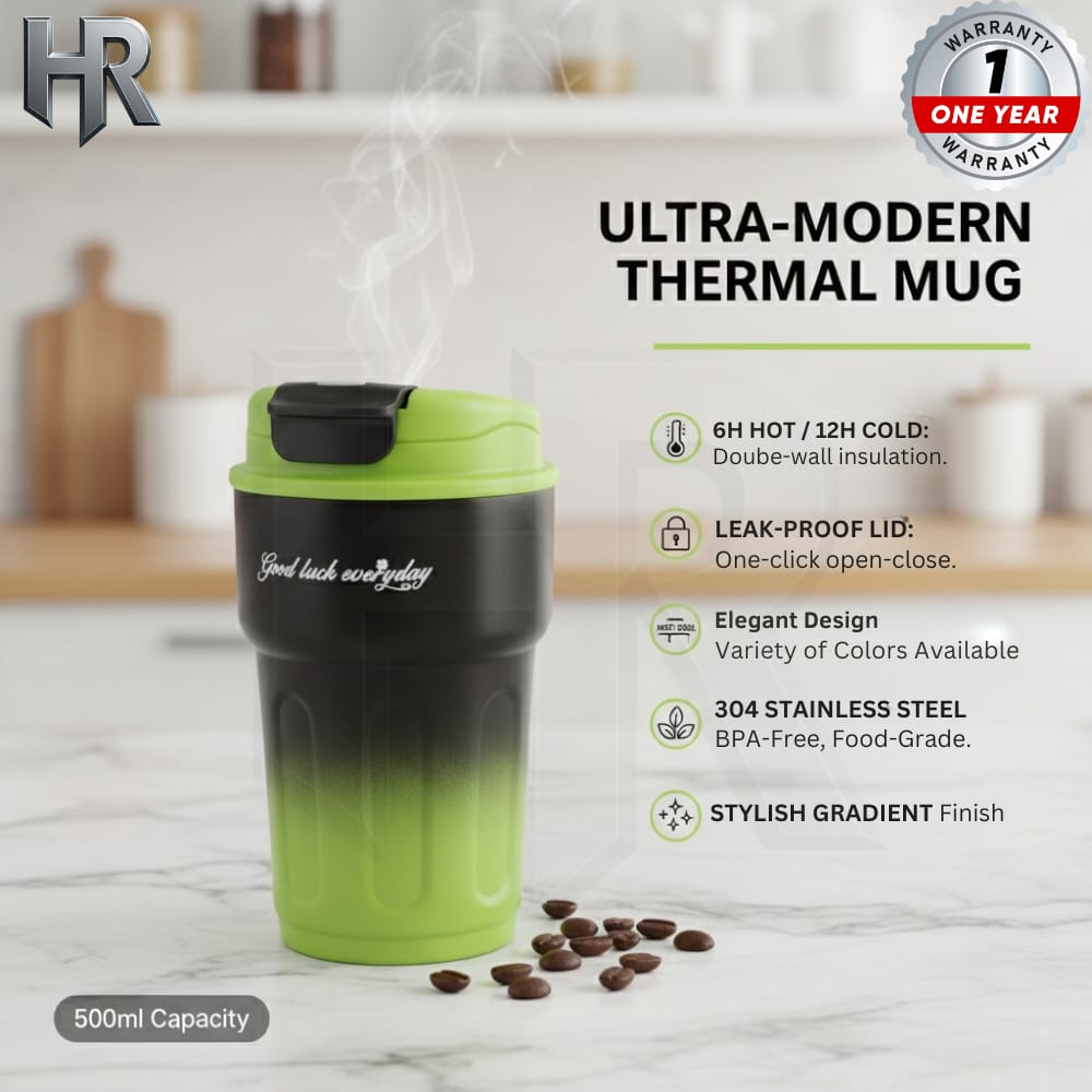 Coffee Tumbler – 500ml Smart Temperature Display Mug | Insulated Travel Coffee Cup with LED Heat Indicator