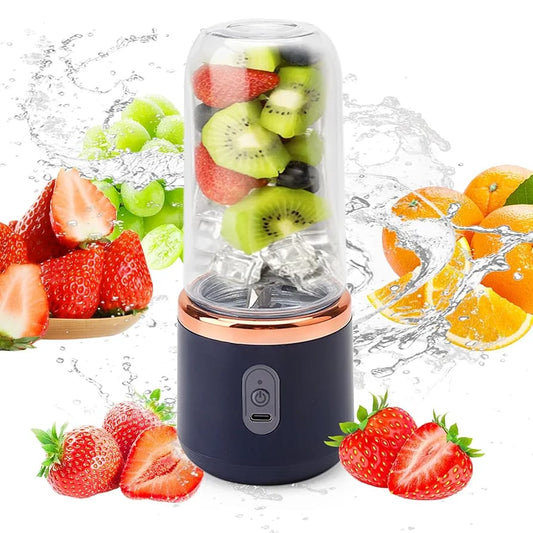 Portable Blender Juicer Machine – 2-in-1 USB Rechargeable Smoothie Maker | 400ml Personal Mini Fruit Mixer