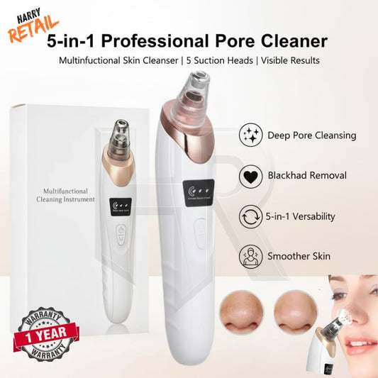 Blackhead Remover – 5-in-1 Blackhead Suction Vacuum | Electric Pore Cleaner, Acne Extractor & Facial Skin Cleaner