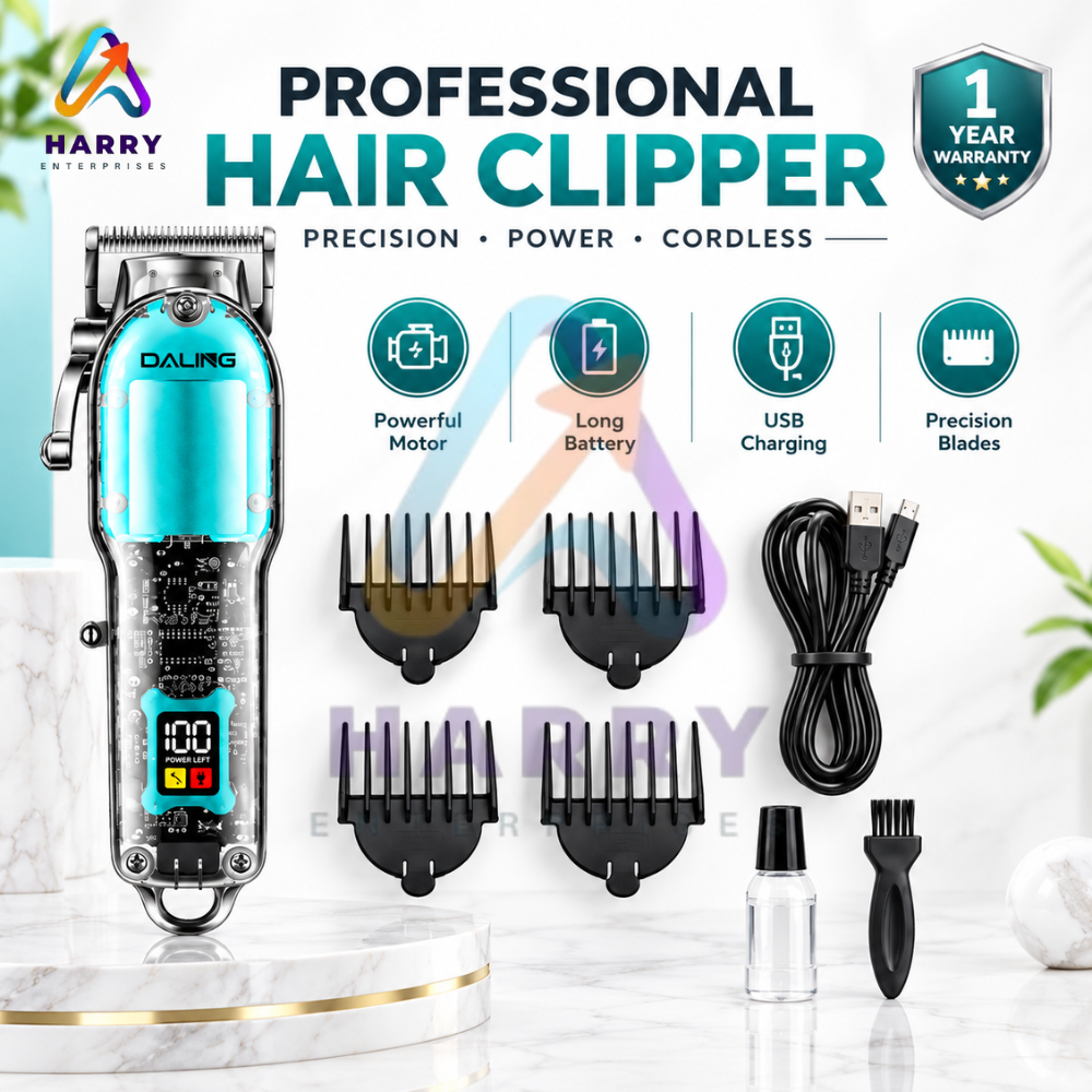 Professional Hair Clipper for Men – Electric Hair Trimmer with Comb Attachments | Rechargeable Cordless Hair Cutting Machine | Beard & Hair Trimmer
